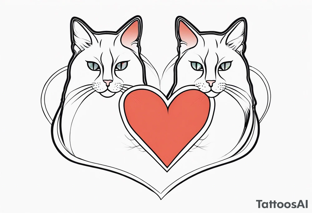 2 cats with a heart tattoo idea