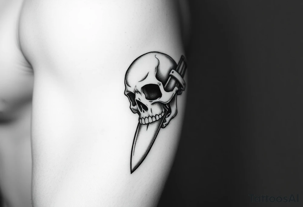 Knife going thruog a skull tattoo idea