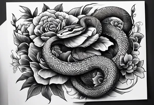Snake tattoo for placement down along the spine with the head positioned at the bottom in japanese style to symbolise a journey of healing and transformation tattoo idea