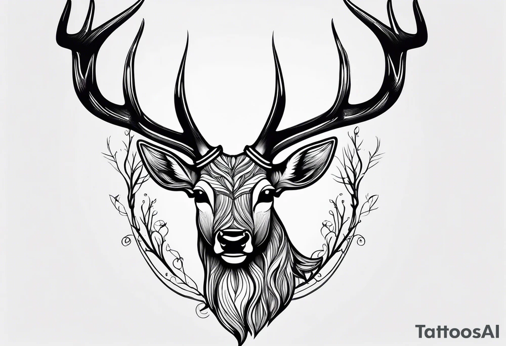 Deer antlers head simple tattoo idea