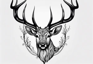 Deer antlers head simple tattoo idea