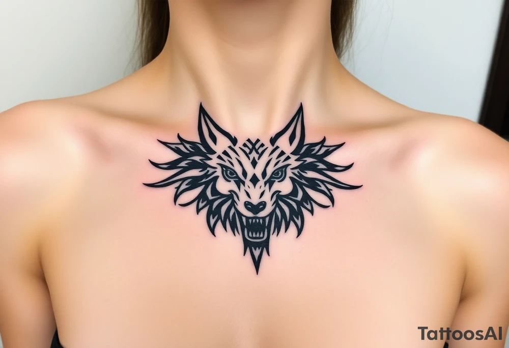 A  wolf snarling as a sheep  mystical creature tattoo idea
