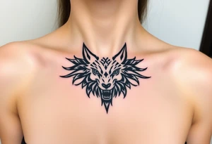 A  wolf snarling as a sheep  mystical creature tattoo idea