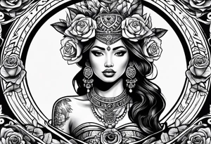 Mayan princess with roses tattoo idea