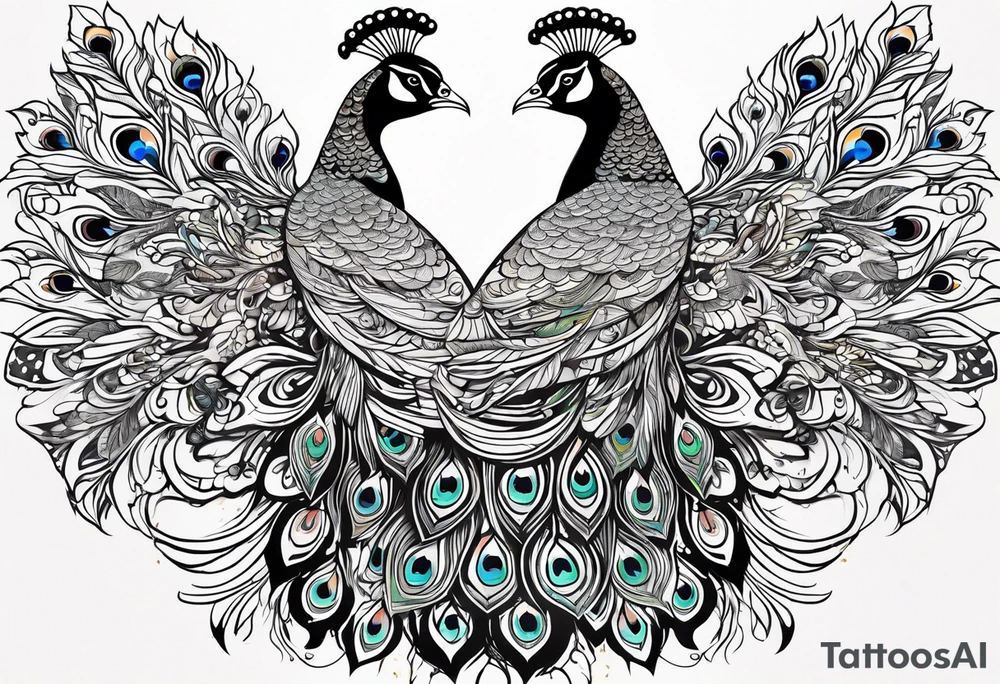 Peacock, broken feathers tattoo idea
