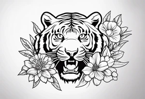 chili pepper, tiger, flowers tattoo idea