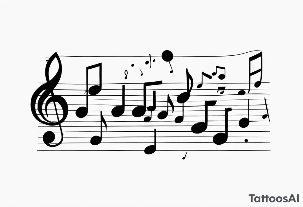Musical notes connecting toddlers dancing tattoo idea