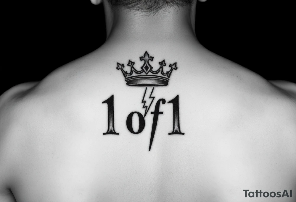 forearm I want it to say 1of1 with a crown above “of” with lightning shadow tattoo idea