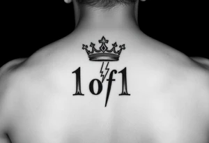 forearm I want it to say 1of1 with a crown above “of” with lightning shadow tattoo idea