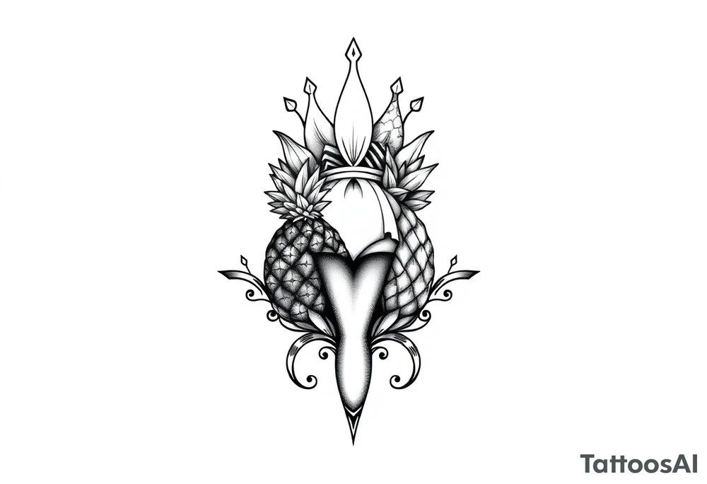 Majestic, crown, pineapple ,vagina, anus tattoo idea