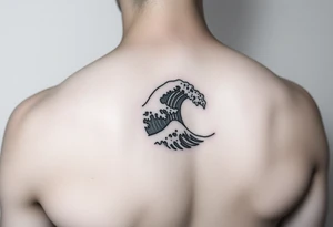 A minimalist tattoo the wave emoji placed on the upper arm 🌊 tattoo idea