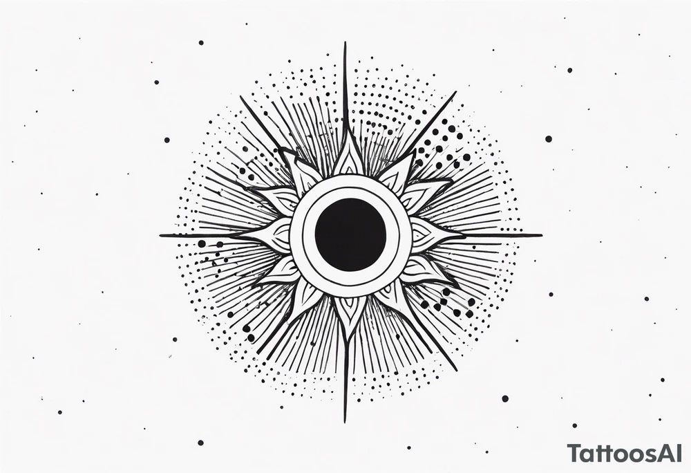 simple sun made of black dots and circles tattoo idea