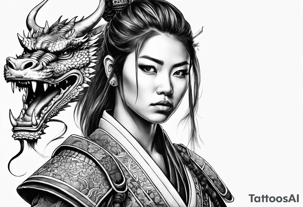 Samurai girl with dragon tattoo idea
