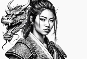 Samurai girl with dragon tattoo idea