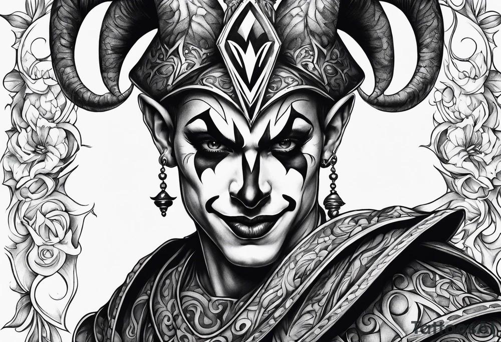 Split-faced
 jester tattoo idea