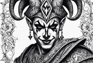 Split-faced
 jester tattoo idea