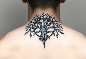 yggadrisl tree of life with circle tattoo idea