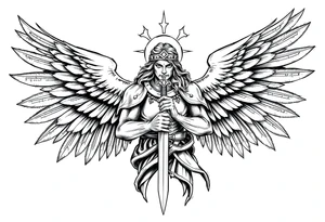 Holy Archangel, Biblical, Christianity, Archangel Michael, Hebrew, Guards of Christianity, Holding a sword, having six wings, seraphim tattoo idea