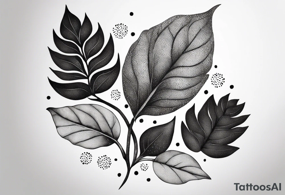 Leaves with Flower Details Long tattoo idea