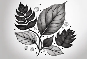 Leaves with Flower Details Long tattoo idea