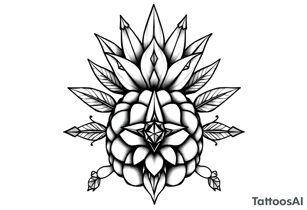 Majestic crown pineapple ,peach vagina,star anus ,diamonds tattoo idea
