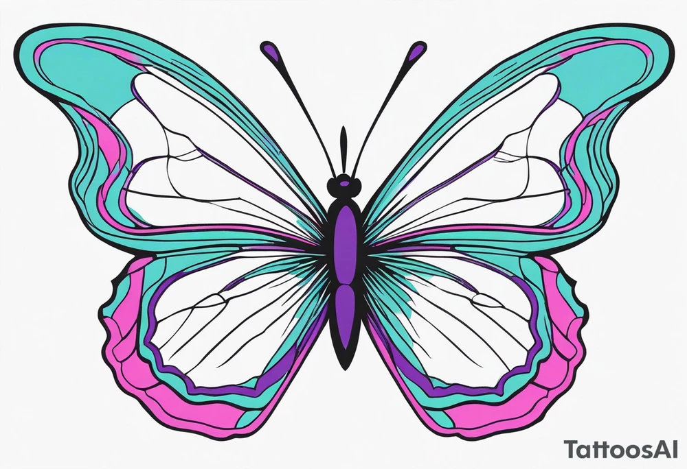 Purple Teal and Pink butterfly tattoo idea