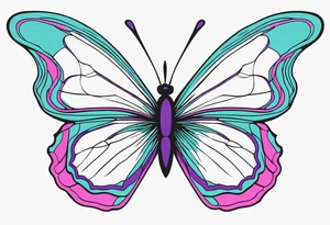 Purple Teal and Pink butterfly tattoo idea