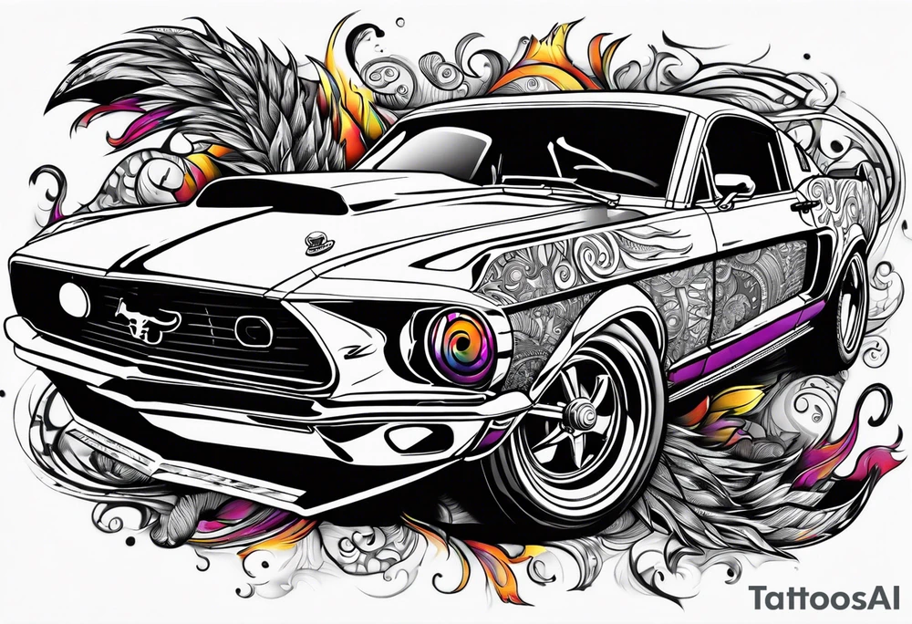 eyeball scorpion ford mustang burnout tattoo idea