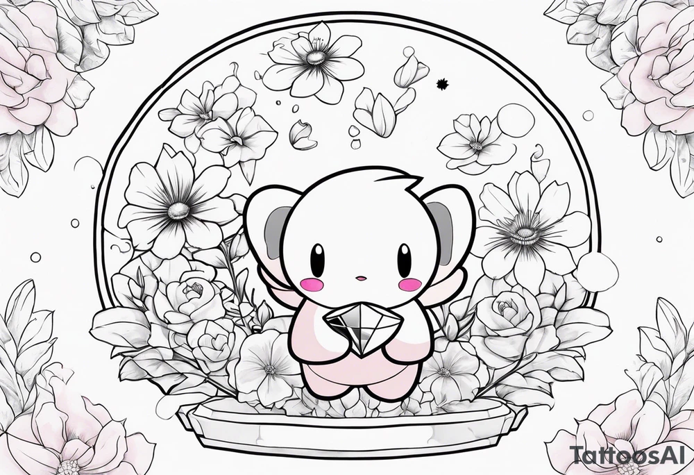 kirby surrounded by flowers holding a crystal tattoo idea kirby surrounded by flowers holding a crystal tattoo idea