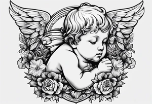 Cherub looking down tattoo idea