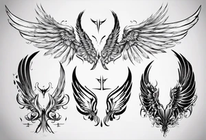 Wings with the dates 09/12/2012 and 24/10/2023 tattoo idea