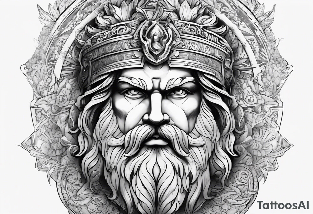 God Zeus with the names Natalie and Cameron tattoo idea