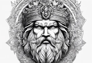 God Zeus with the names Natalie and Cameron tattoo idea