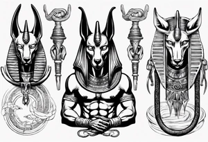 Egyptian god Anubis with snakes tattoo idea