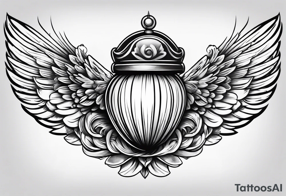 Acorn with angel wings tattoo idea