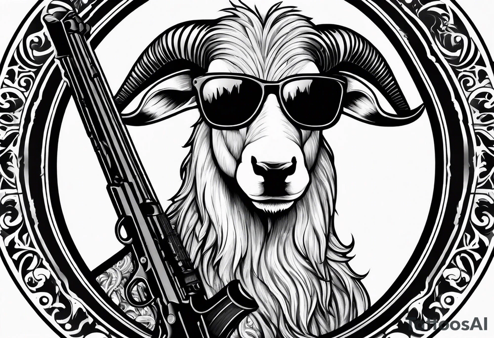 capricorn with sunglasses and shotgun tattoo idea