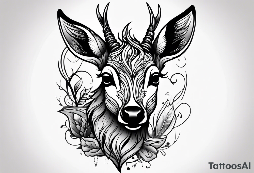 dark themed crying fawn messy lines tattoo idea