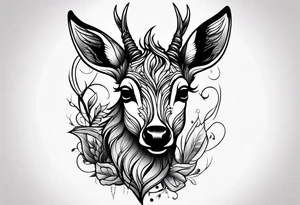 dark themed crying fawn messy lines tattoo idea