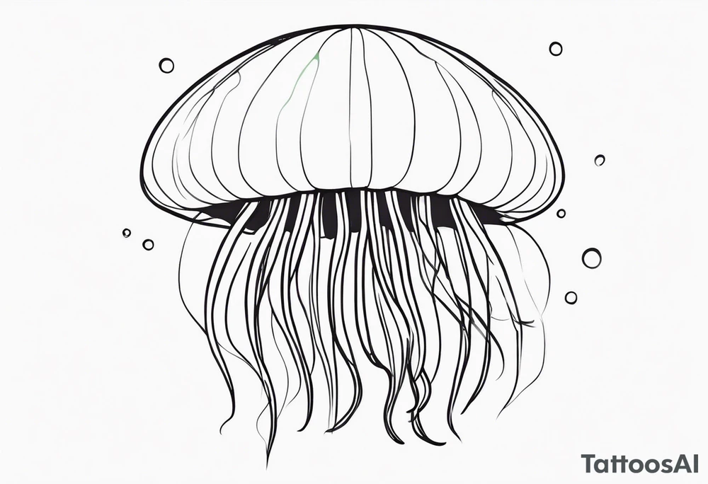 jellyfish with a small head and really long tentacles. Add clouds behind it like it’s floating in the sky tattoo idea