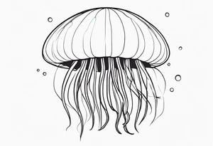 jellyfish with a small head and really long tentacles. Add clouds behind it like it’s floating in the sky tattoo idea