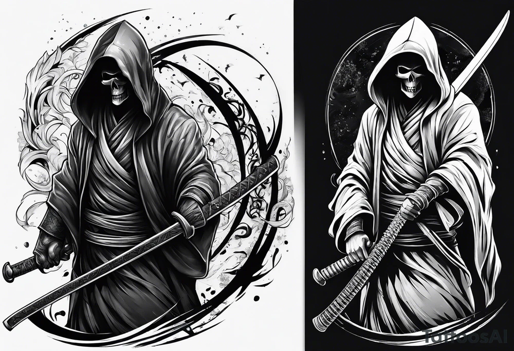 Katana and grim reaper tattoo idea