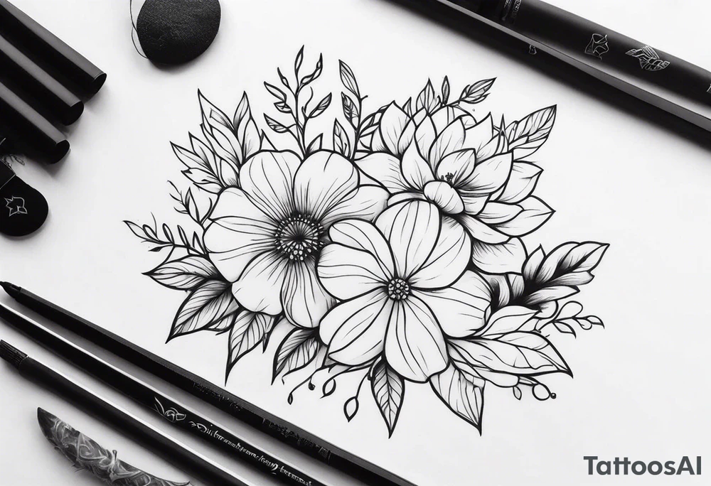 ornaments of flowers tattoo idea