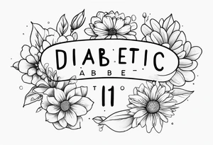 A forearm tattoo with the text “type 1 diabetic” and flowers around the text. tattoo idea