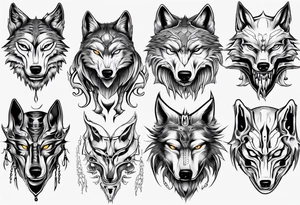 wolf face tattoo idea