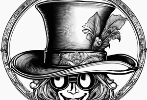 Mad hatter hat on pocket watch tattoo idea
