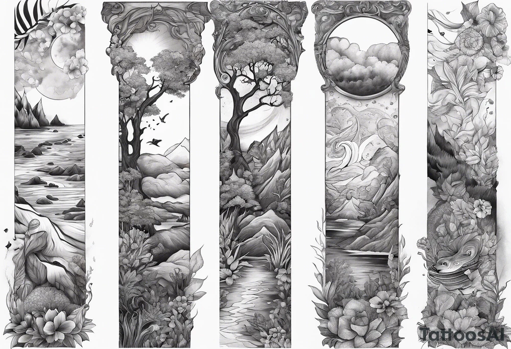 Nature themed full sleeve tattoo idea