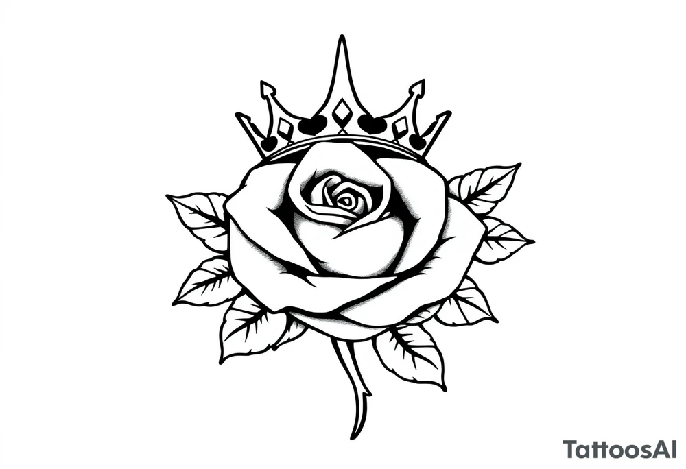 A Rose with a kings crown on it tattoo idea