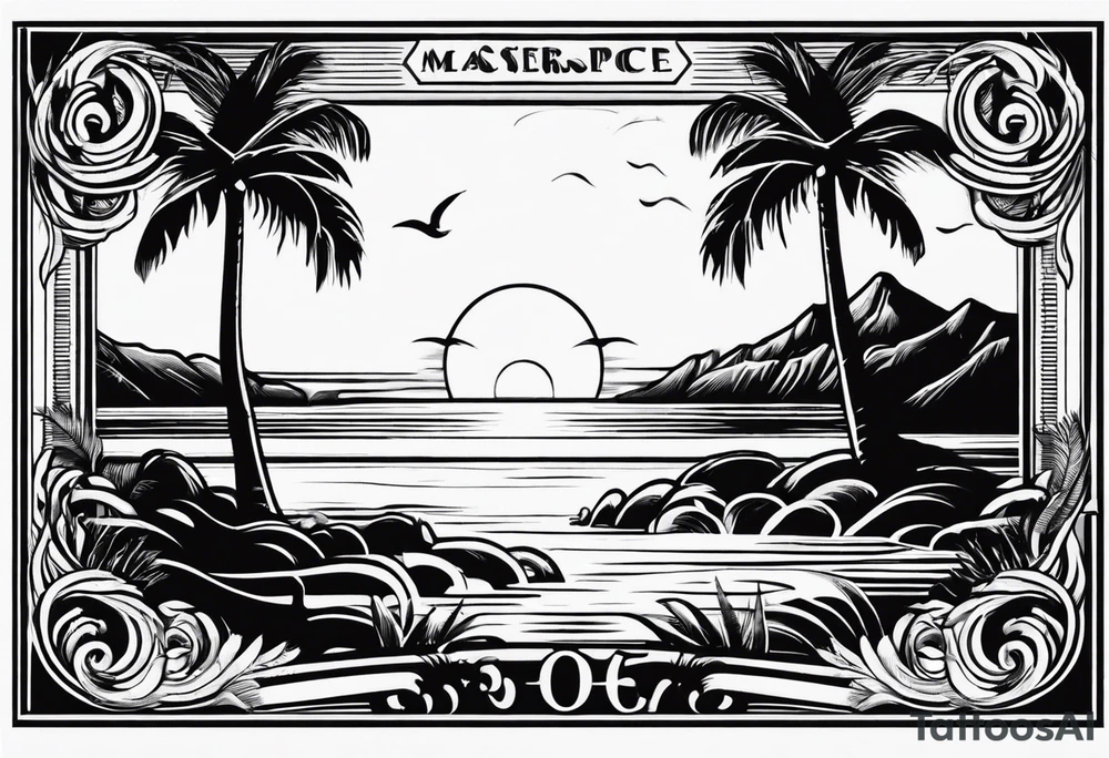 Postage stamp with palm tree tattoo idea