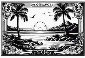 Postage stamp with palm tree tattoo idea