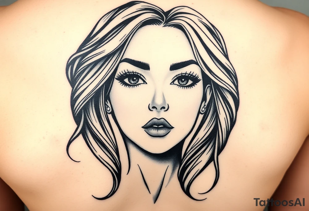 beauty girl face tattoo idea